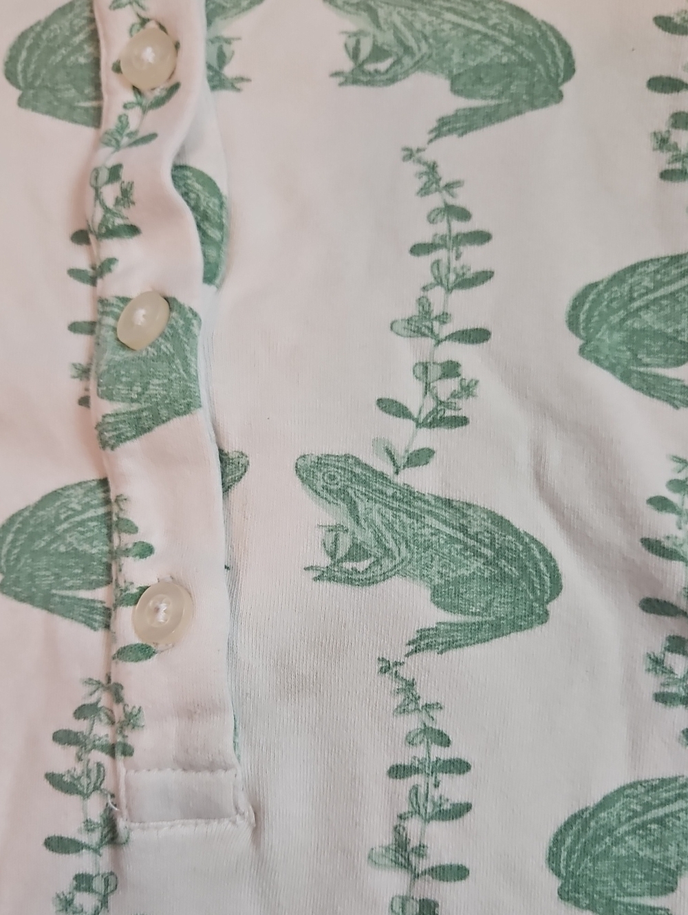 Kate Quinn Frog Henley Romper 12-18M Organic Cotton Shortie - Picture 3 of 4